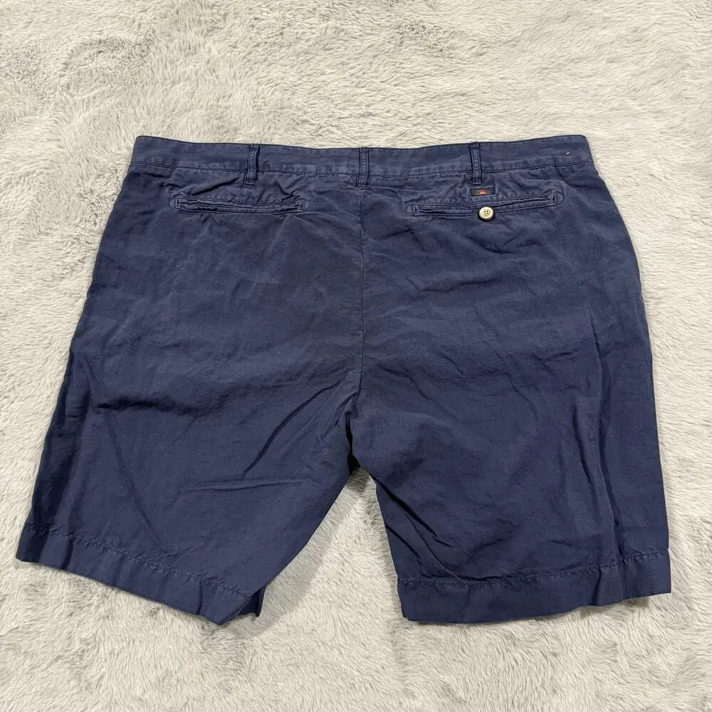 Faherty Shorts Mens 40 Navy Blue Flat Front Lightweight Chino Casual Summer